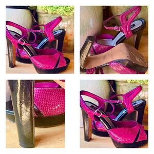 White House Black Market Pink Orchid Embossed Shoes 7.5